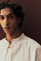 Regular-Fit Linen-Blend Band-Collar Shirt