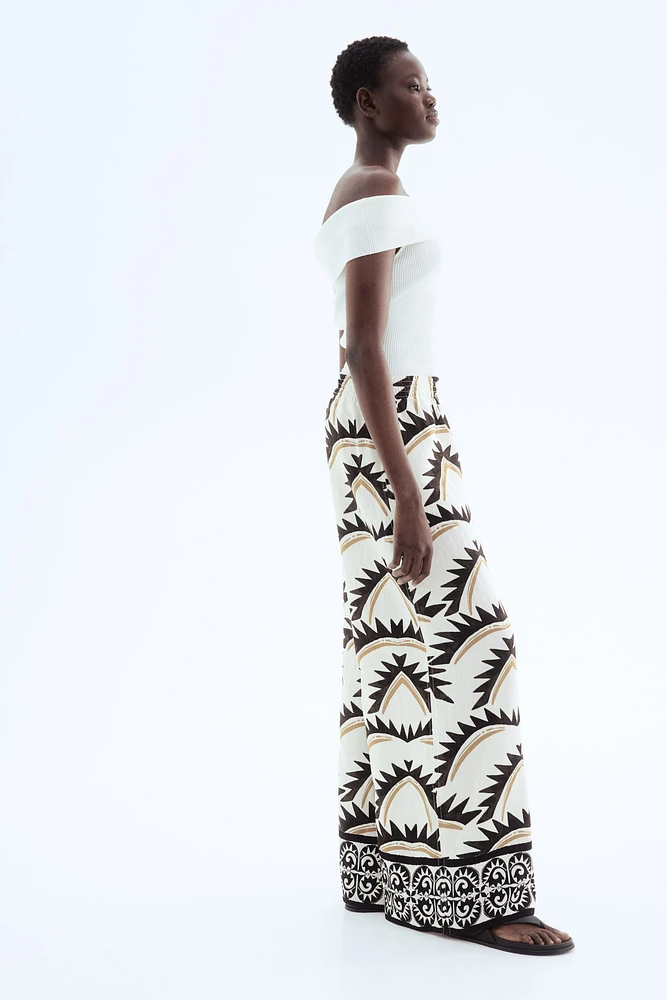 Pantalon large à taille élastique