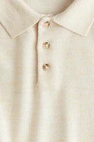 Fine-Knit Wool Polo Sweater