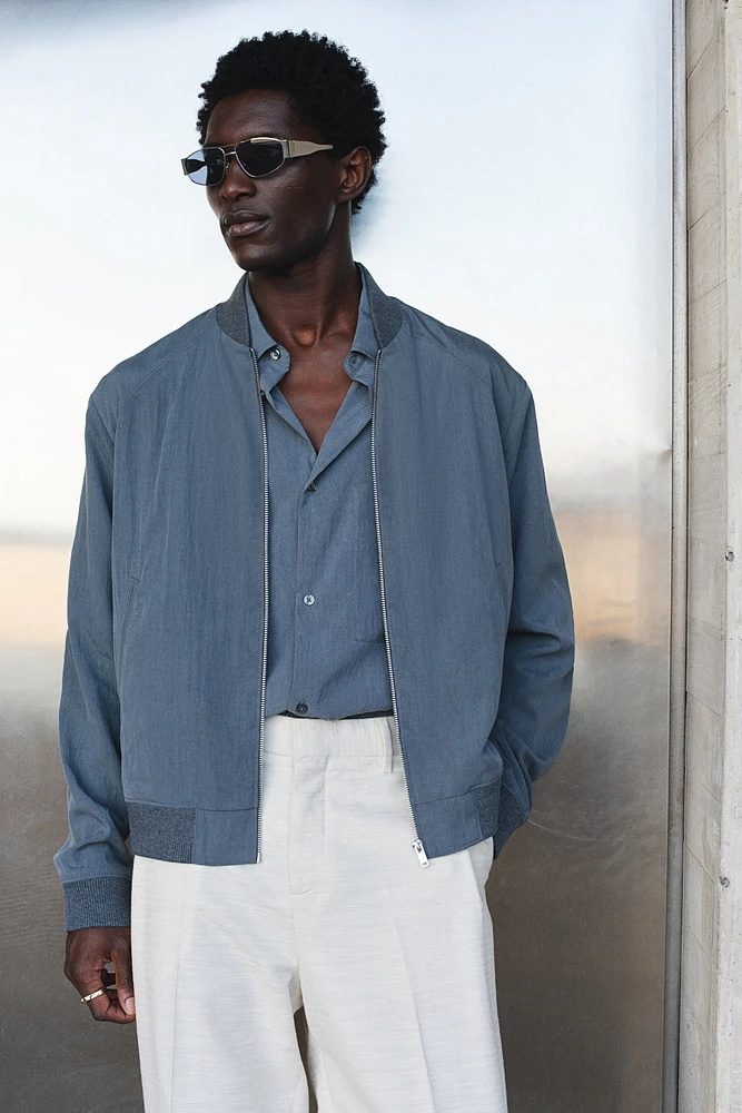 Regular-Fit Lyocell-Blend Bomber Jacket