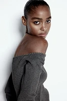 Bead-Detail Off-the-Shoulder Top