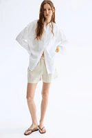 Short en lin avec cordon de serrage