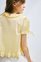 Ruffle-Trimmed Cotton Blouse