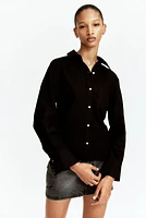 Gathered linen-blend shirt