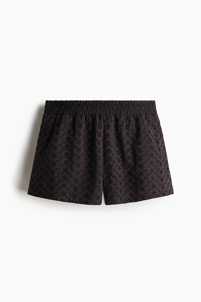 High-Waist Eyelet-Embroidered Shorts