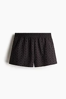 High-Waist Eyelet-Embroidered Shorts