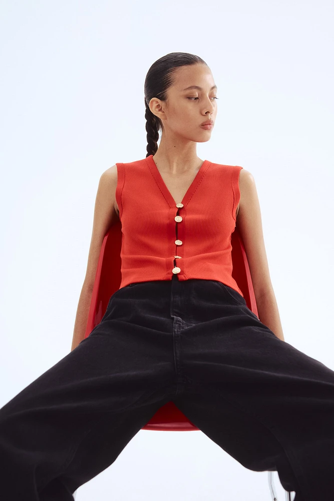 Button-Front Sweater Vest