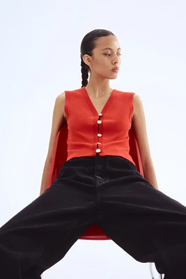 Button-Front Sweater Vest