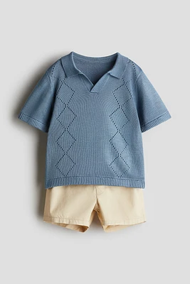 2-Piece Polo Shirt and Shorts Set
