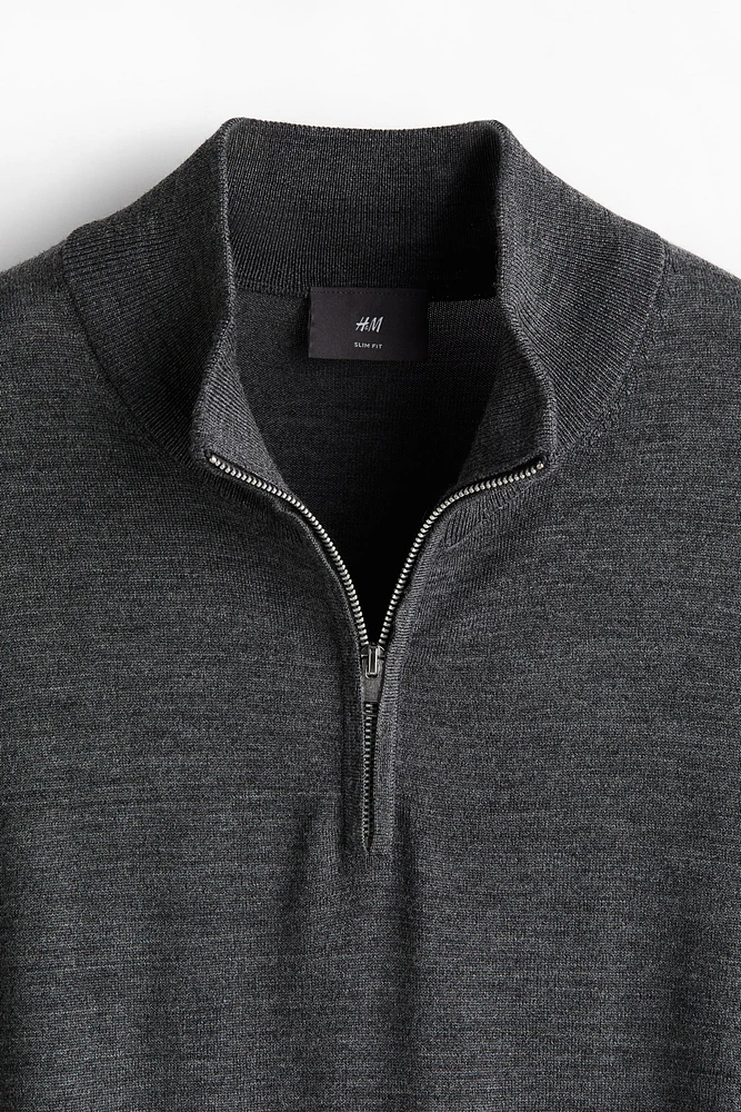 Slim Fit Half-Zip Merino Wool Sweater