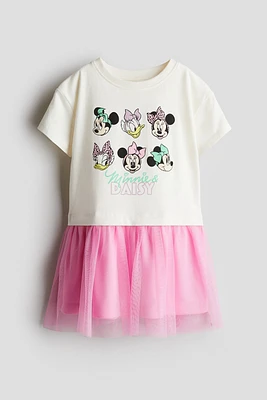 Tulle Dress with Printed Motif