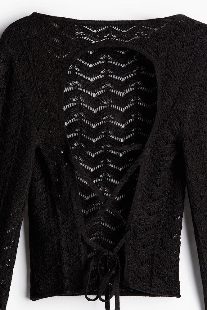 Open-back Pointelle-knit Top