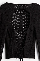 Open-back Pointelle-knit Top