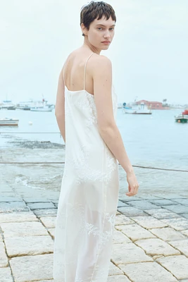 Embroidered slip dress