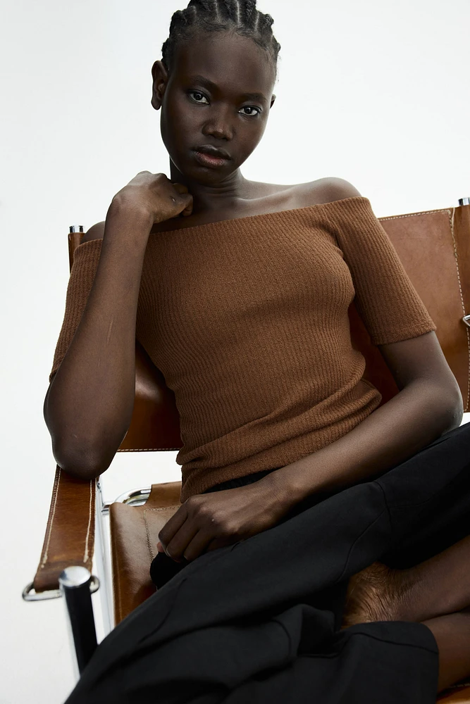 Rib-Knit Off-the-Shoulder Top