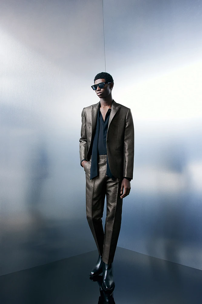 Slim-Fit Shimmery Suit Pants