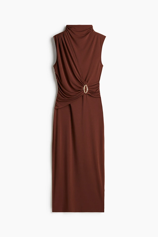 Draped Mock Turtleneck Dress