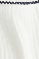 Picot-Trimmed Ribbed Top