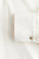 Ruffle-Trimmed Drawstring Blouse