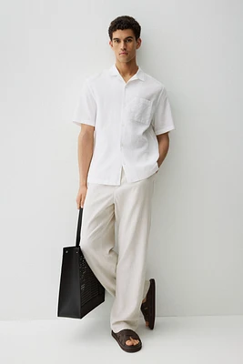 Regular-Fit Short-Sleeved Linen-Blend Shirt