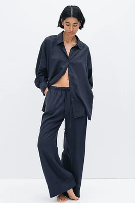 Wide-Leg Linen-Blend Pants
