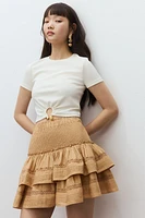 Lace-Inset Tiered Skirt