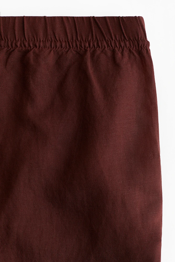 Linen-Blend Drawstring Pants