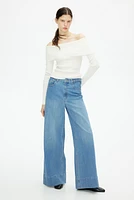 Rib-knit Off-the-shoulder Top