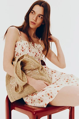 Robe en coton à corsage nid d'abeille