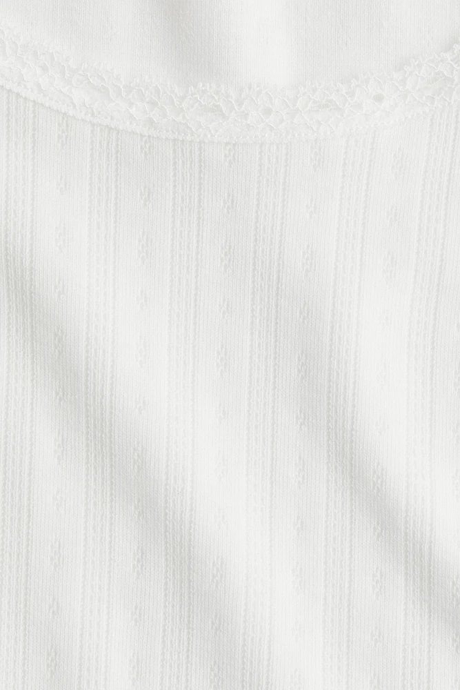 T-shirt en pointelle avec dentelle