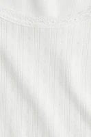 T-shirt en pointelle avec dentelle
