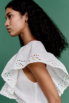 Blouse with Eyelet Embroidery