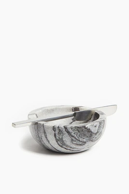 Marble Butter Bowl with Knife
