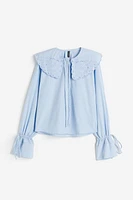 Poplin Blouse with Eyelet Embroidery