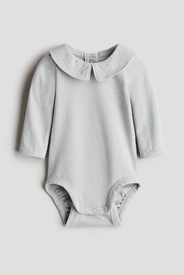 Cotton Bodysuit with Muslin Collar