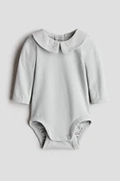 Cotton Bodysuit with Muslin Collar