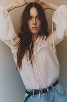 Lace-inset blouse