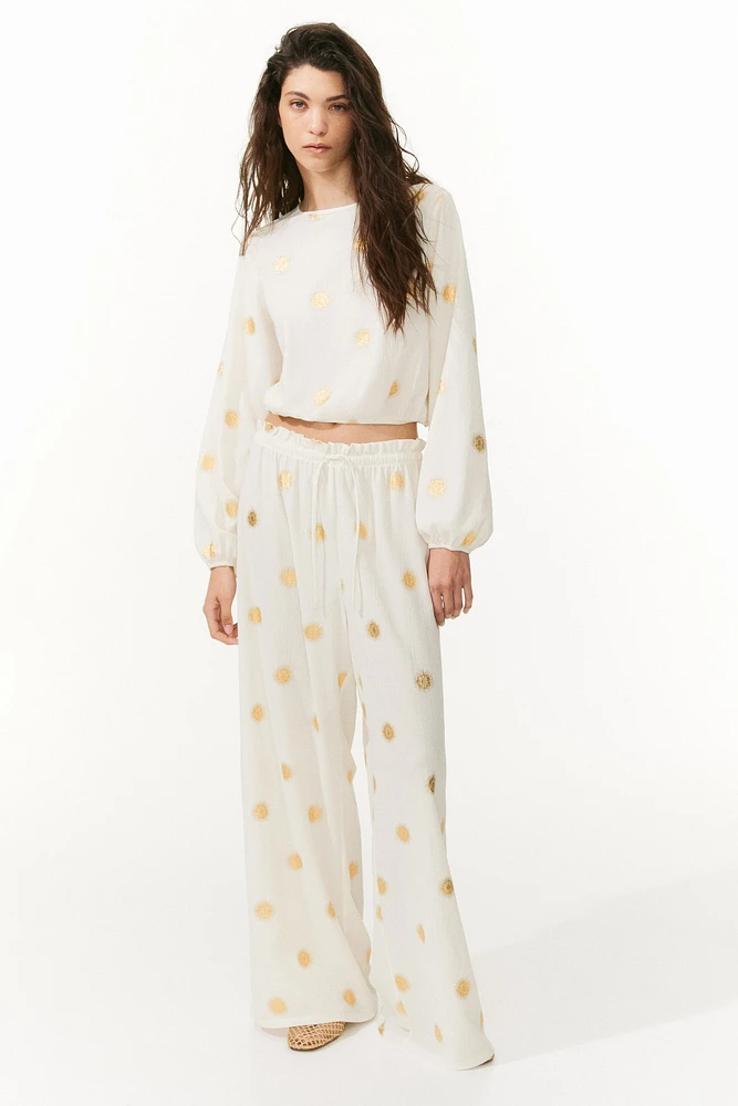 Crinkled Jersey Drawstring Pants