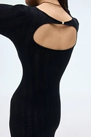 Open-Back Pointelle-Knit Dress