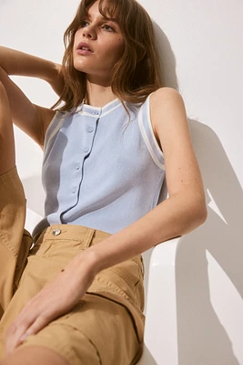 Button-Front Sweater Vest