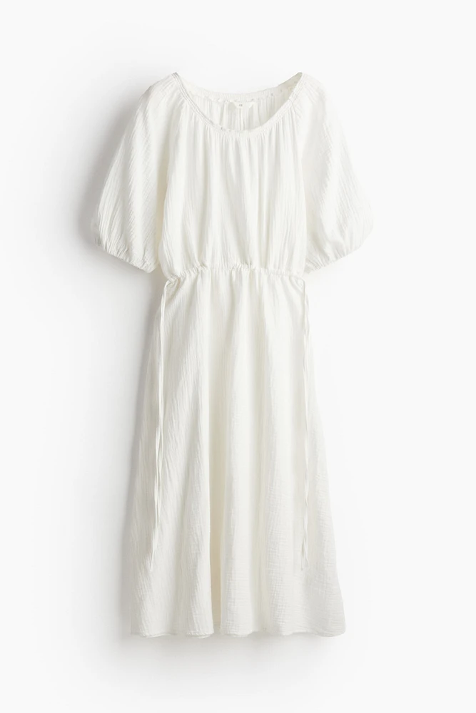 Drawstring-waist Cotton Dress