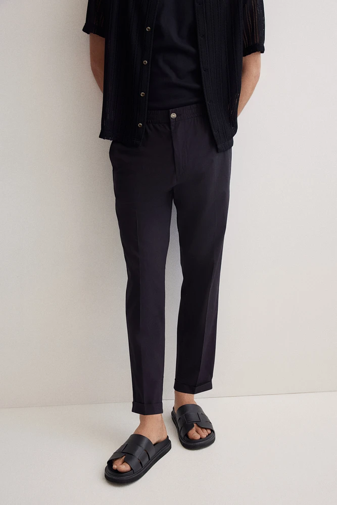 Regular-Fit Cropped Cotton Pants