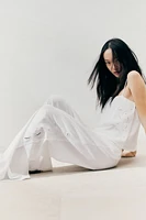 Pantalon large avec broderie anglaise