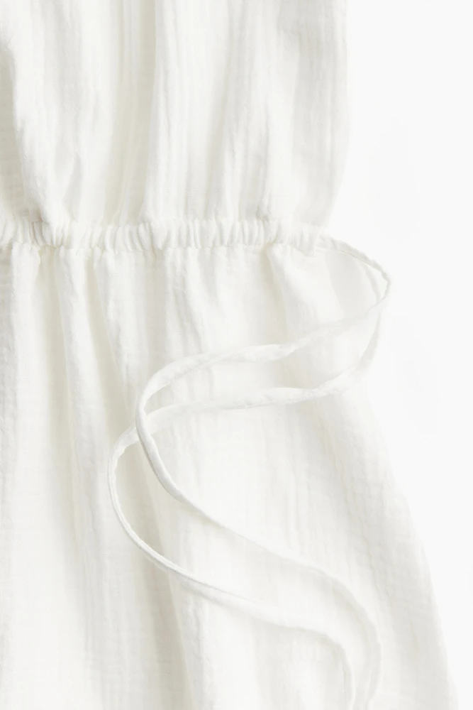 Drawstring-waist Cotton Dress