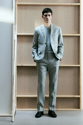 Slim-Fit Linen Suit Pants
