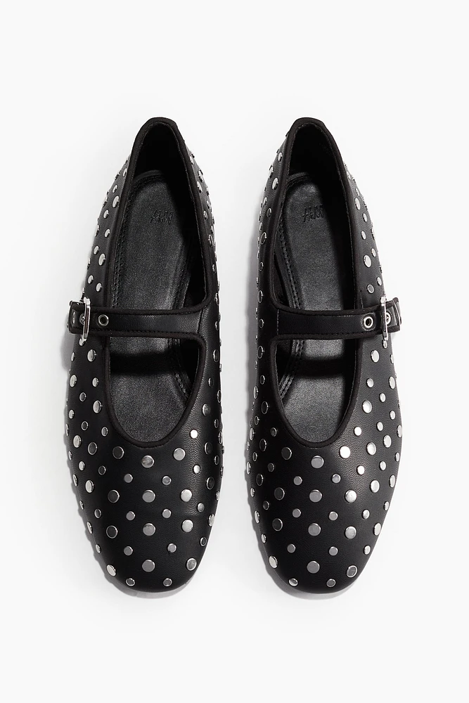 Studded Mary Jane Ballet Flats
