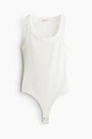 Silk-Blend Ribbed Thong Bodysuit