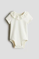 Cotton Bodysuit with Eyelet-Embroidered Collar