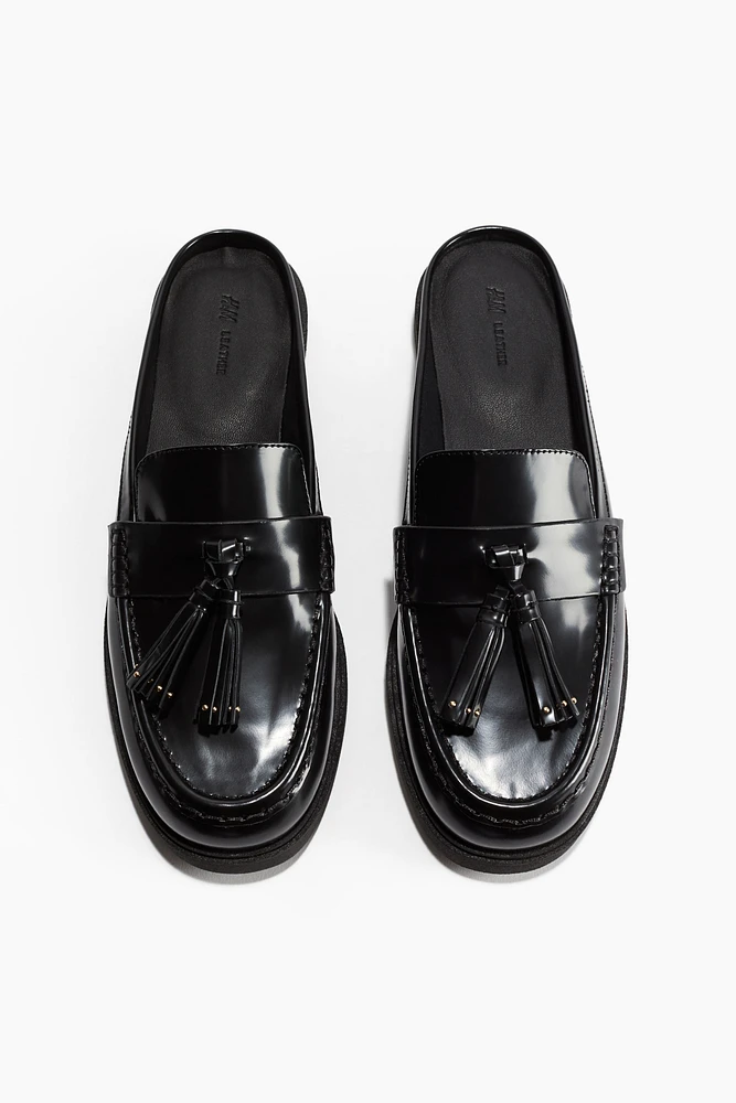 Mules mocassins en cuir
