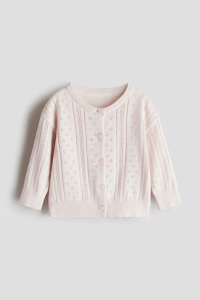 Pattern-knit Cotton Cardigan
